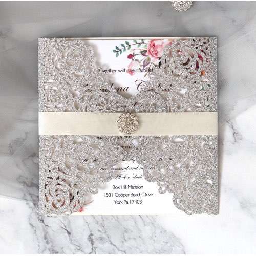 Glitter Invitation Latest Wedding Invitation Card Heart-shaped Card Greeting Card